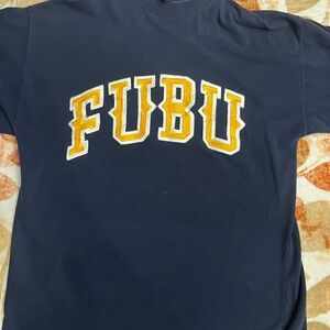 FUBU Black T-Shirt with Yellow Lettering